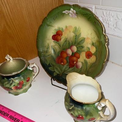 Antique Bavaria Dish, Sugar Bowl and Creamer.