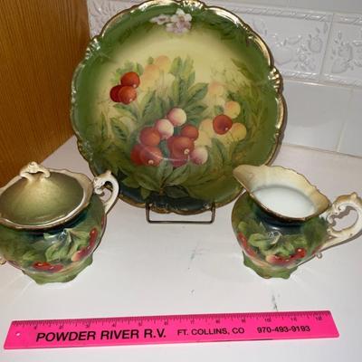 Antique Bavaria Dish, Sugar Bowl and Creamer.