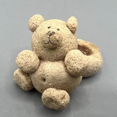 Handmade Clay Teddy Bear Candle Holder Figurine Miniature