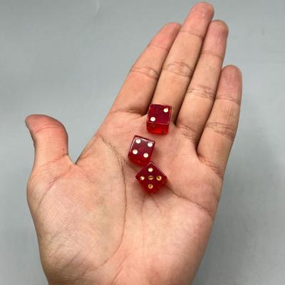 Small Vintage Red Gambling Traveling Portable Game Dice