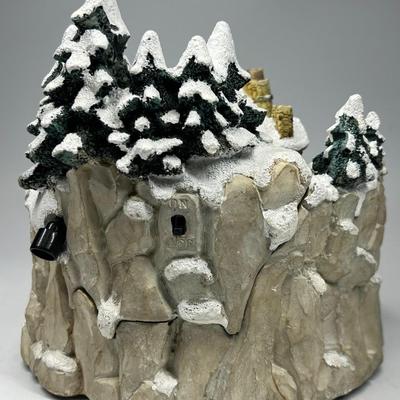 Retro Avon Thomas Kinkade Waterfall Cozy Christmas Cottage Stonehearth Hutch Figurine Sculpture