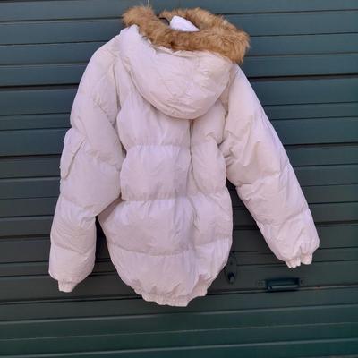 White down BLUEZ Women's coat 4XL with fur trimmed hood