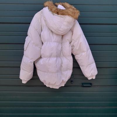 White down BLUEZ Women's coat 4XL with fur trimmed hood