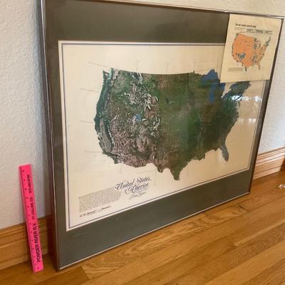 Framed Map Of The USA From Space.