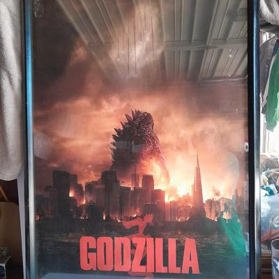 Vintage framed Warner Brother's Legendary Godzilla Poster