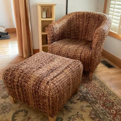 Wicker Chair and Ottoman.