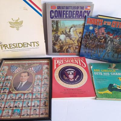 All about the United States Presidents, Books, framed picture, and Presidential Coins!