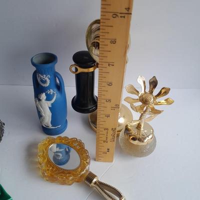Avon collectible bottles, Item's you would find on a vanity. Mirror, vase, flower and more