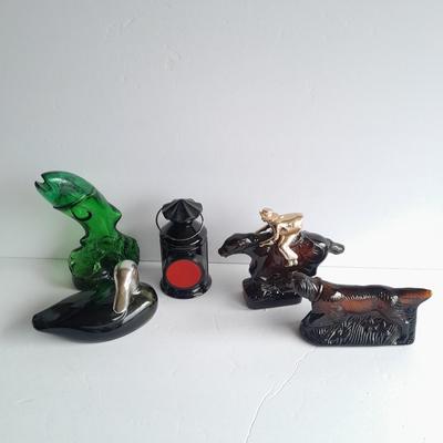 Western Avon collectible bottles Fish, Cowboy, Lantern, Hunting dog and duck