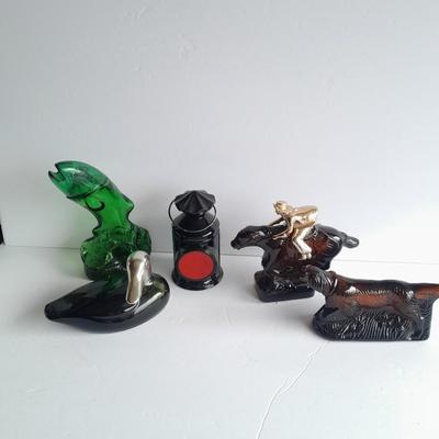 Western Avon collectible bottles Fish, Cowboy, Lantern, Hunting dog and duck