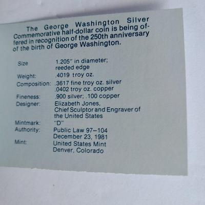 1981 & 1982 George Washington Commemorative Proof Silver Half Dollar sets
