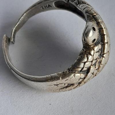 .925 Sterling silver rings double snakes and gemstone