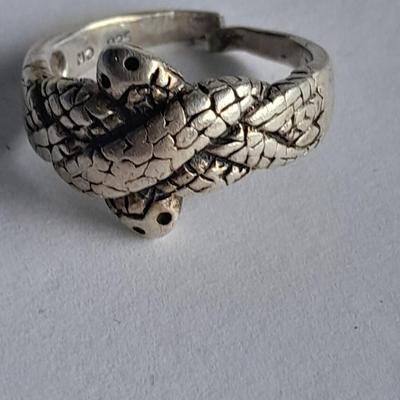 .925 Sterling silver rings double snakes and gemstone