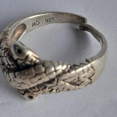 .925 Sterling silver rings double snakes and gemstone