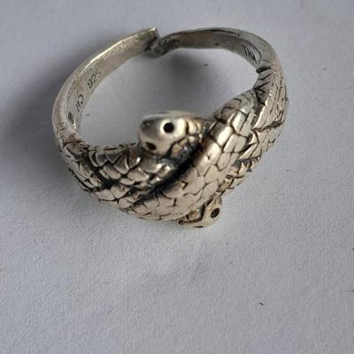 .925 Sterling silver rings double snakes and gemstone