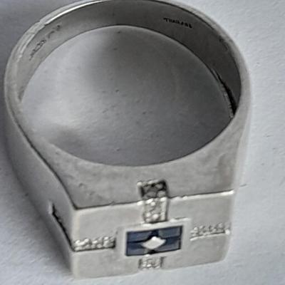 Sterling Silver .925 Men's ring, pendant .925 marked and small set gemstone .925 marked.