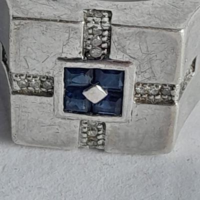 Sterling Silver .925 Men's ring, pendant .925 marked and small set gemstone .925 marked.