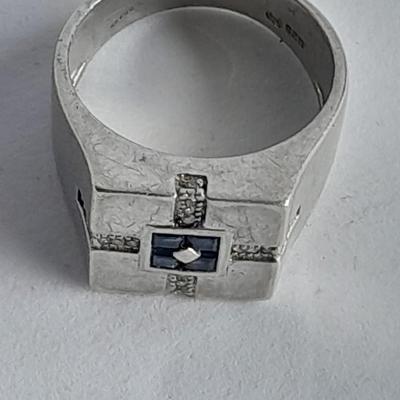 Sterling Silver .925 Men's ring, pendant .925 marked and small set gemstone .925 marked.