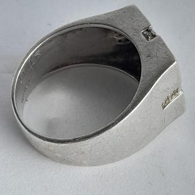 Sterling Silver .925 Men's ring, pendant .925 marked and small set gemstone .925 marked.