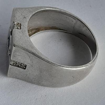 Sterling Silver .925 Men's ring, pendant .925 marked and small set gemstone .925 marked.