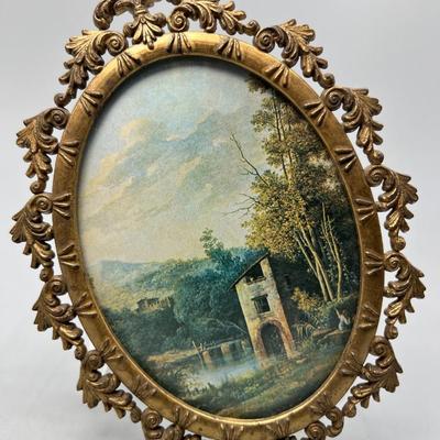 Vintage Made in Italy Action Cheswick PA Victorian Countryside Mid Century Framed Art Print