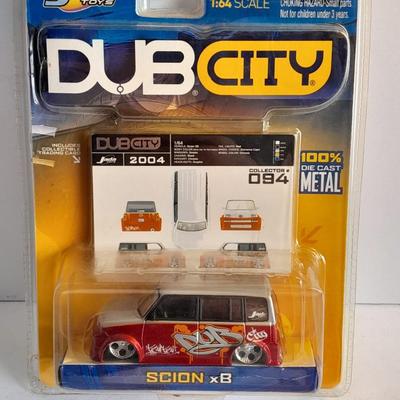 New in package DUB City Scion car and three toy cars Hot Wheels, Maisto Taxi