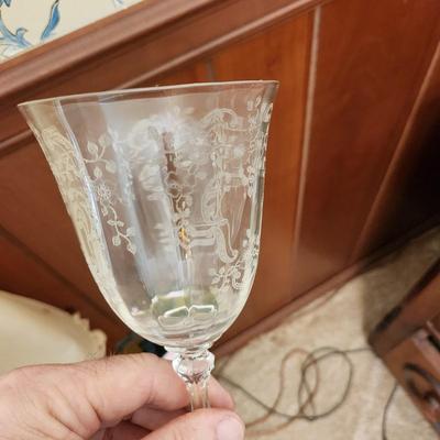 Large Lot of Etched Clear Glasses