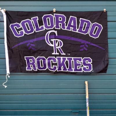 Colorado Rockies 3' x 5' Flag and a Colorado Rockies poster