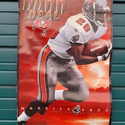 Football trading cards with Super Bowl XXI Poster and Dunn Deal Warrick Dunn poster