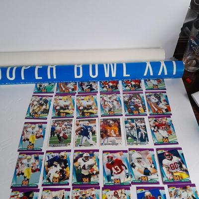 Football trading cards with Super Bowl XXI Poster and Dunn Deal Warrick Dunn poster