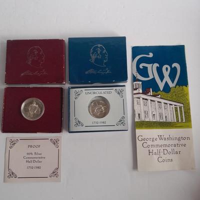 1981 & 1982 George Washington Commemorative Proof Silver Half Dollar sets