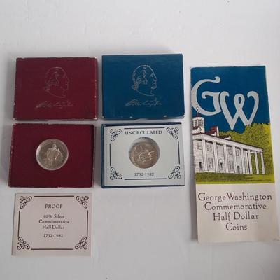 1981 & 1982 George Washington Commemorative Proof Silver Half Dollar sets