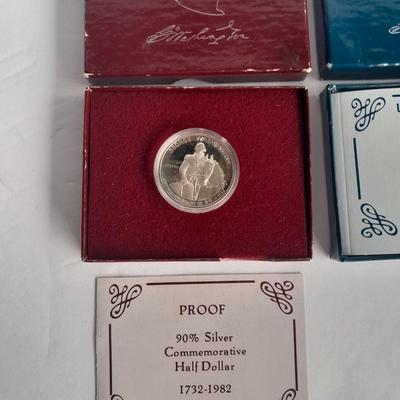 1981 & 1982 George Washington Commemorative Proof Silver Half Dollar sets