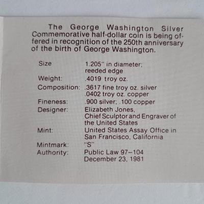 1981 & 1982 George Washington Commemorative Proof Silver Half Dollar sets