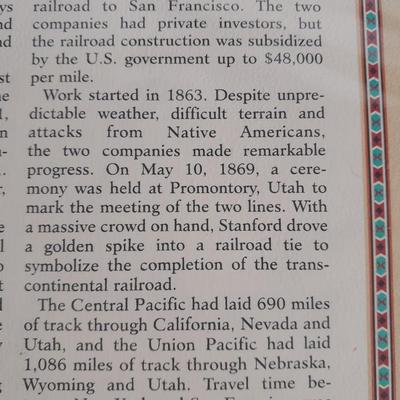 Commemorative 1930 The Transcontinental Railroad Buffalo Nickel and 3 cent stamp Collectors card