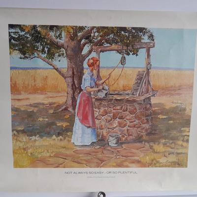 Three Prints Fox, Eagle, and Woman at well Courtesy of Public service Company of Colorado