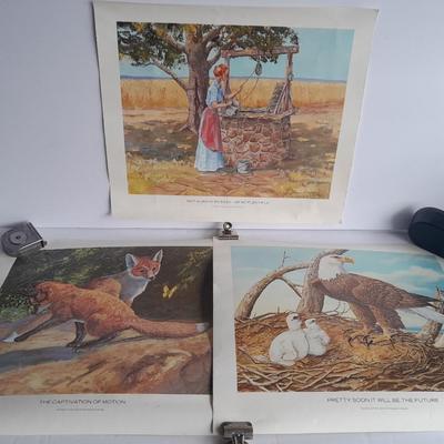 Three Prints Fox, Eagle, and Woman at well Courtesy of Public service Company of Colorado