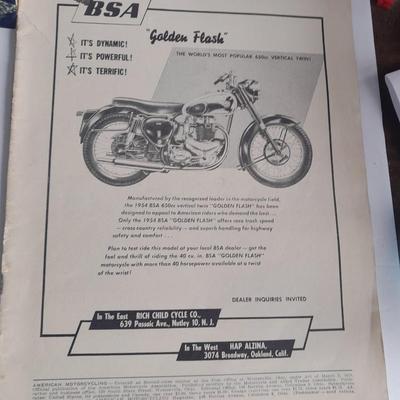 Vintage Collectible 70's Road Rider magazines, 1956 Cycle Magazine, and 1955 American Motorcycle Magazine