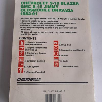 Chilton's Repair Manuals Chevy Full size 1968 - 92 and S-10 Blazer Jimmy Bravada 82-91 Books MECHANIC