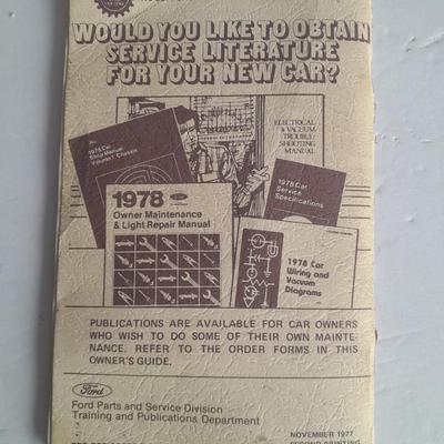 1978 Ford Thunderbird manual, Bob's Antique Auto parts book, Antique Ford Manual and sports cars cards