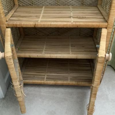 WIcker Domed Etagere with 3 shelves