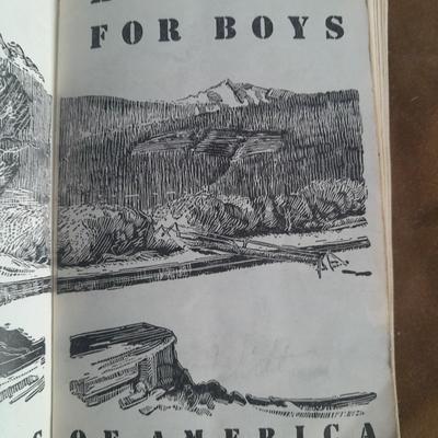 Boy Scouts / Cub scouts of America vest, canteen, and books