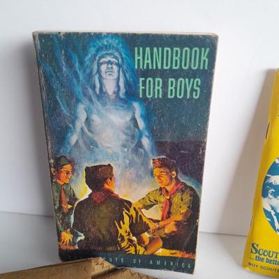 Boy Scouts / Cub scouts of America vest, canteen, and books