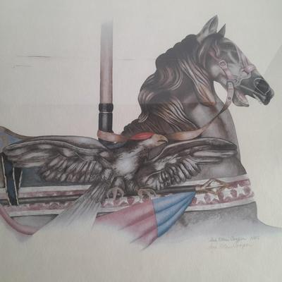 Signed and Numbered Watercolor Carousel Horse Sue Ellen Cooper