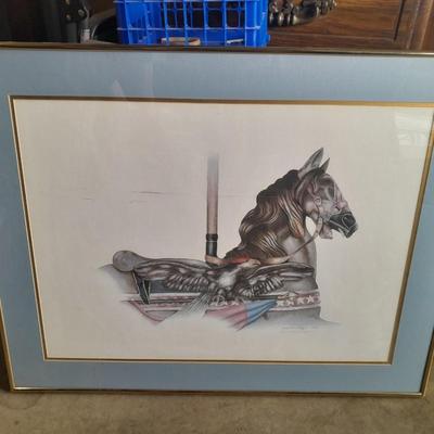 Signed and Numbered Watercolor Carousel Horse Sue Ellen Cooper