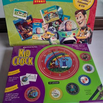 Kid's Clock / Create a clock, and Toy story Book cassette and cd kit
