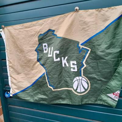 Two flags, BUCKS and Station Casino flag