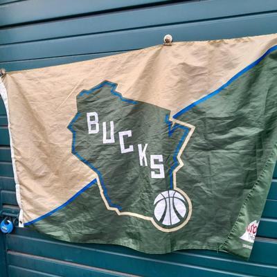 Two flags, BUCKS and Station Casino flag