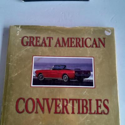 Two hardback CAR books, E Type end of an Era and Great American Convertibles