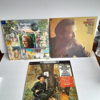 Three Marty Robins Vinyl LP 12" Record Albums in great condition!